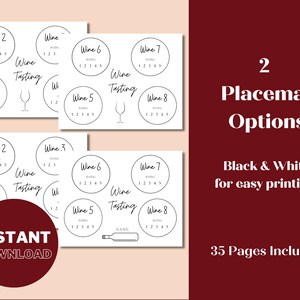Blind Wine Tasting Kit: Minimalist Placemats, Cards, Tags (digital ...