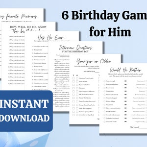Birthday Party Games Printable for Adult Man Birthday Games For Him, How Well Do You Know Game for Adults Birthday Trivia Birthday Printable