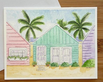 Beachy Blank Greeting Card 4.25 x 5.5 inch with Peel and Stick Envelope