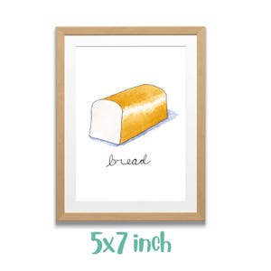 Loaf of Bread Watercolor Giclee Print: Kitchen Food Art (2.5x3.5" or 5x7")