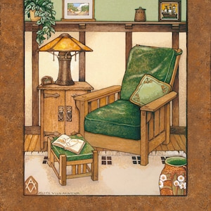 Morris Chair, Bungalow art, Fine Art Print, Mission Style, Arts & Crafts, Stickley 8&quot;x10&quot;