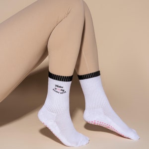 Pilates Happy Hour Grip Socks: Embroidered Non-Slip Barre Socks