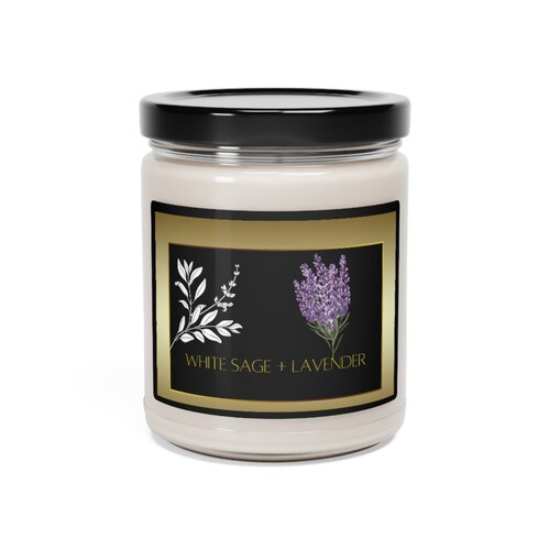 White Sage & Lavender Soy Candle Pure Candles Essential Etsy
