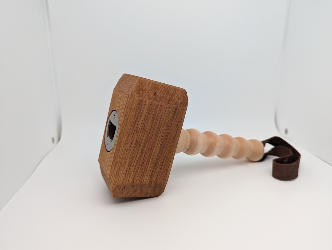 Oak/maple Thor's Hammer Woodworking Mallet and Bottle Opener Mjolnir