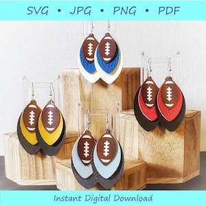Aangepaste voetbaloorbel SVG digitale download voor sieradenmaker, knutselpatroon voor snijmachine, sjabloon kunstleer oorbellen voor sport