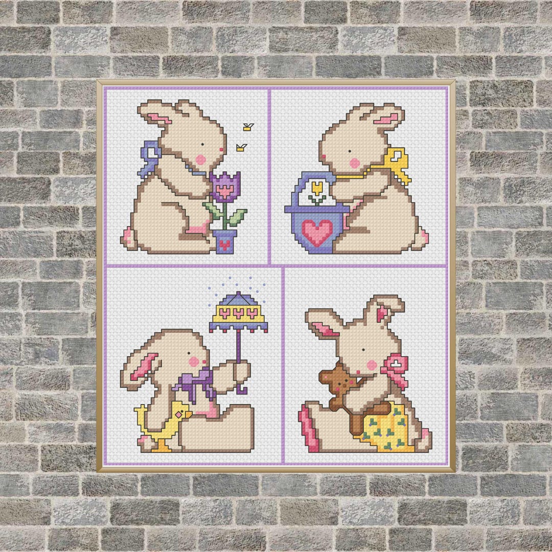 Bunny Cross Stitch Pattern: Easter Wall Art (PDF Digital Download) - Etsy