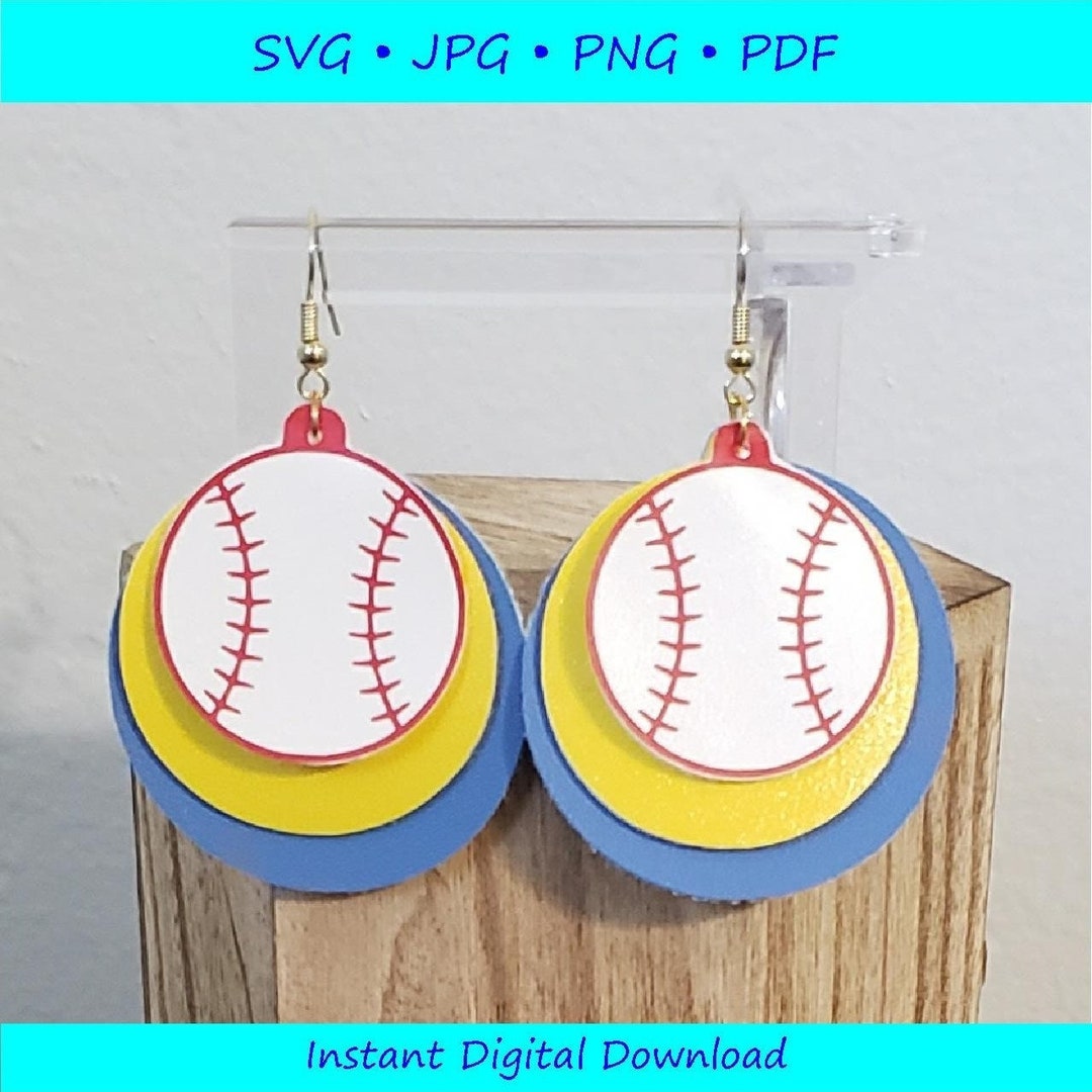Baseball Earring SVG Digital Download for Jewelry Maker, Faux Leather