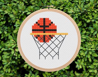 Patrón de punto de cruz de baloncesto: llavero, adorno (descarga digital en PDF)