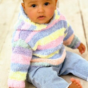 Knitting Pattern: Newborn Baby through 6 years, Pullover Hoodie, Sirdar Snowflake DK Sweater #3160