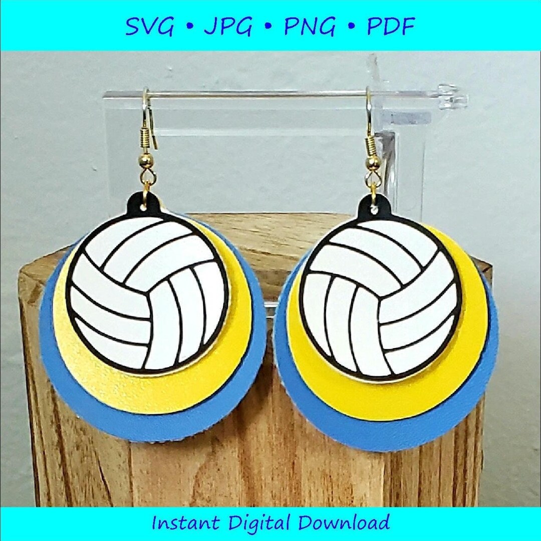 Volleyball Earring SVG Digital Download for Jewelry Maker, Faux Leather
