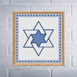 Star of David Cross Stitch Pattern: Jewish Symbol (PDF Digital Download)