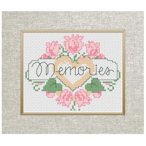 Memory Box Photo Album Cross Stitch Pattern: Floral Heart Design (PDF Digital Download)