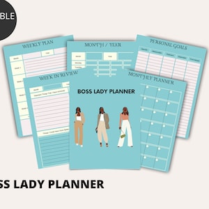 Editable Girl Boss Planner Printable Boss Babe Small Business Planner Goals Digital Download Monthly Planner Classic Happy PDF  A5 Letter