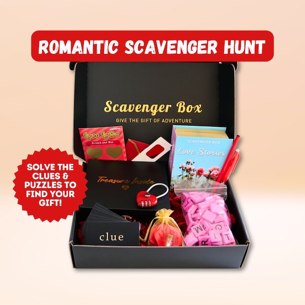 Romantic Scavenger Hunt Escape Game - Solve Personalized Clues to Find Your Gift