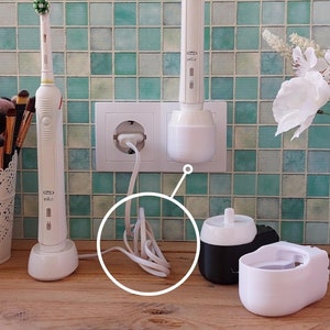 Oral B Electric toothbrush charging station adapter/stand/bracket/holder/wall mount, keeps cables hidden and organized