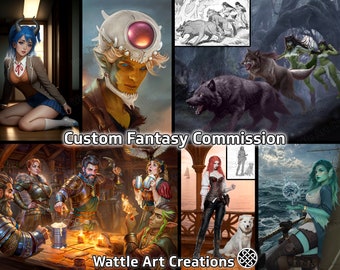 Comisión de arte de personajes de fantasía: Comisiones DND personalizadas, Encarga tu fiesta, Arte Pathfinder personalizado, Fan Art personalizado, Regalo de jugador DND