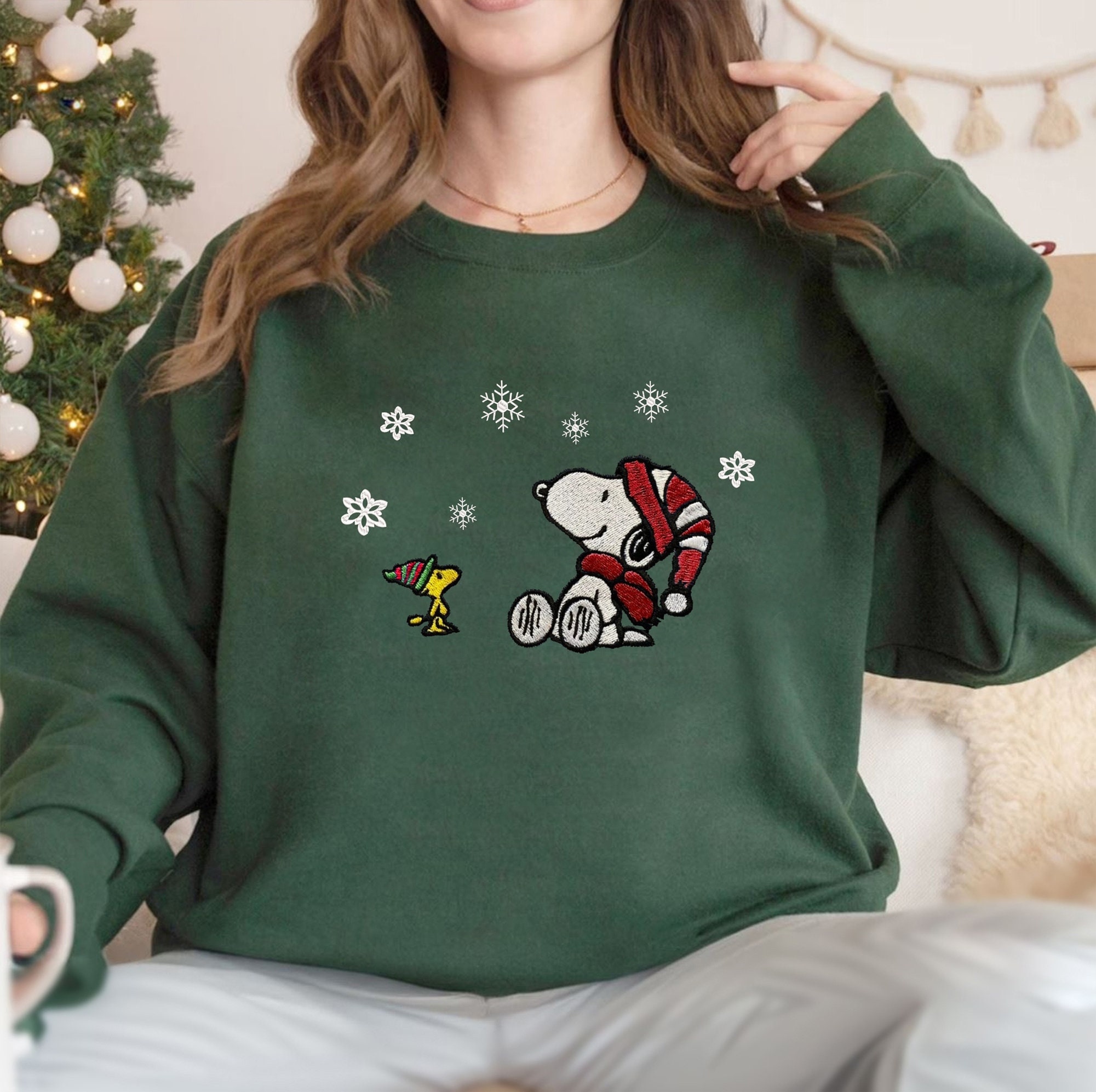 Charlie Brown Snoopy Christmas Embroidered Sweatshirt
