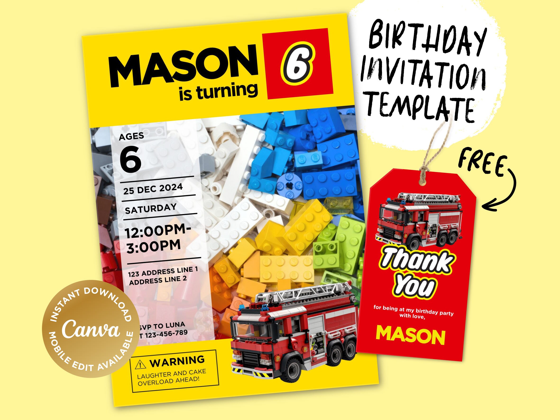 Printable Birthday Invitation, Digital Birthday Invitation, Editable Digital Invitation, Kids Birthday Invitation