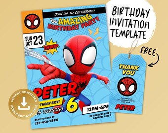 Printable Birthday Invitation, Digital Birthday Invitation, Editable Digital Invitation, Kids Birthday Invitation