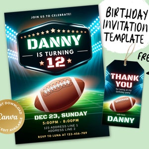 American Football Invitation, Printable Birthday Invitation, Digital Birthday Invitation, Editable Digital Invitation