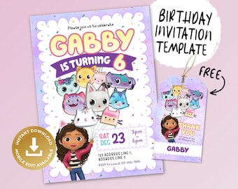Druckbare Geburtstagseinladung, digitale Geburtstagseinladung, bearbeitbare digitale Einladung, Kindergeburtstagseinladung