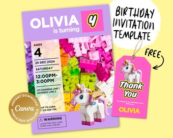 Printable Birthday Invitation, Digital Birthday Invitation, Editable Digital Invitation, Kids Birthday Invitation