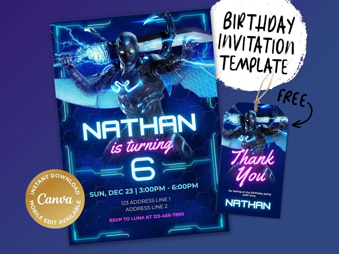 Printable Birthday Invitation, Digital Birthday Invitation, Editable ...