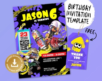 Printable Birthday Invitation, Digital Birthday Invitation, Editable Digital Invitation, Kids Birthday Invitation