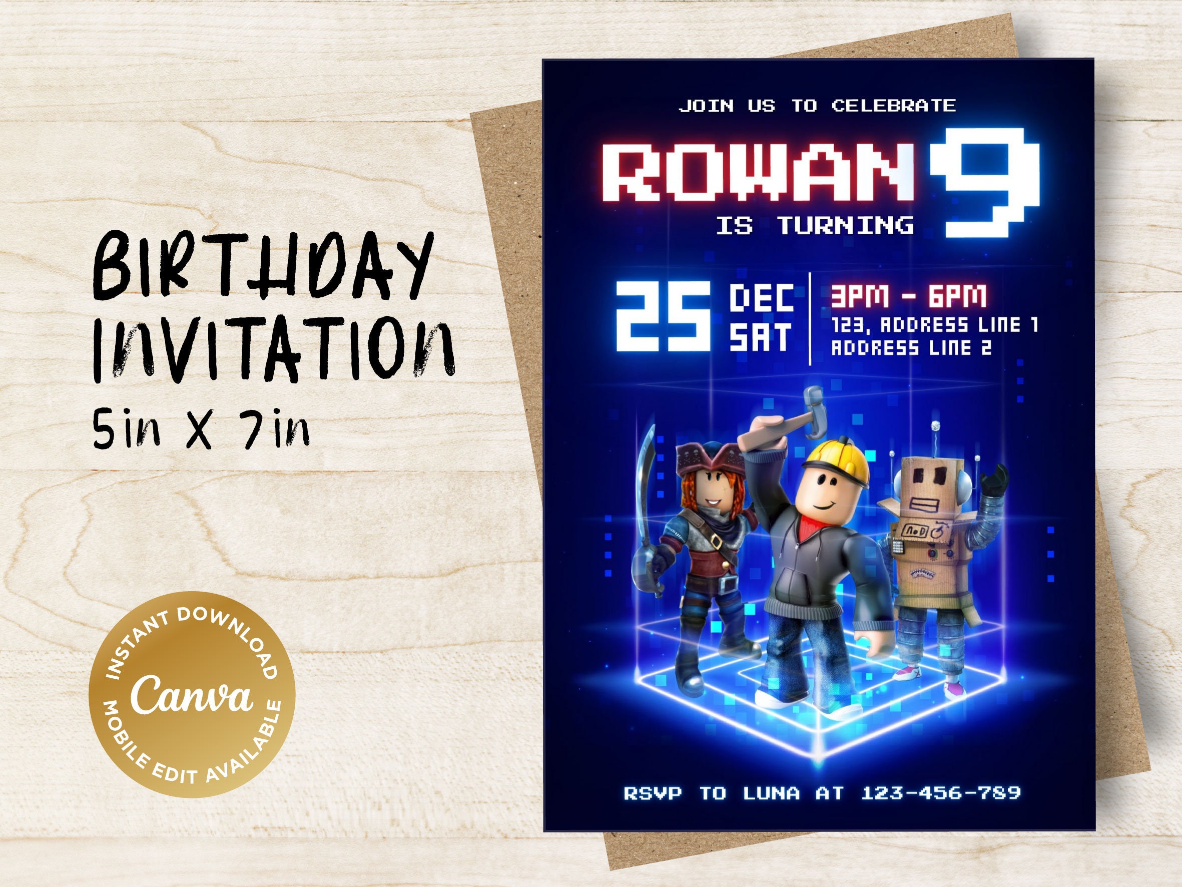 Printable Birthday Invitation, Digital Birthday Invitation, Editable ...