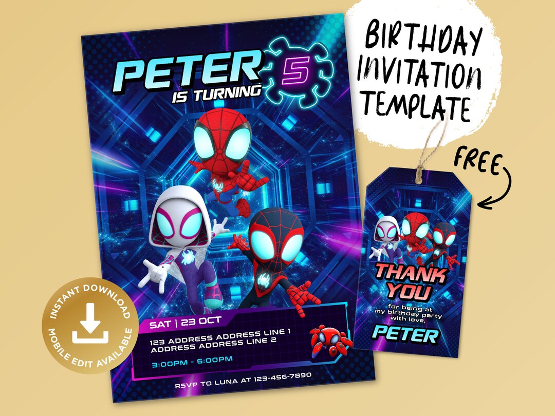 Printable Birthday Invitation, Digital Birthday Invitation, Editable