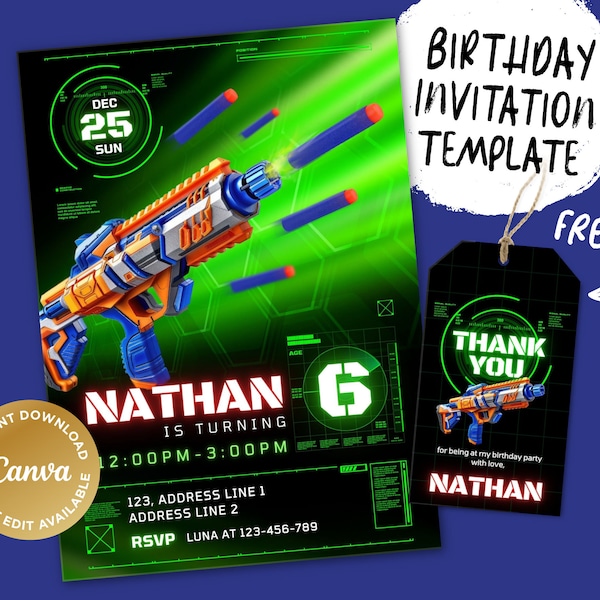 Printable Birthday Invitation, Digital Birthday Invitation, Editable Digital Invitation, Kids Birthday Invitation