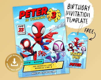 Printable Birthday Invitation, Digital Birthday Invitation, Editable Digital Invitation, Kids Birthday Invitation