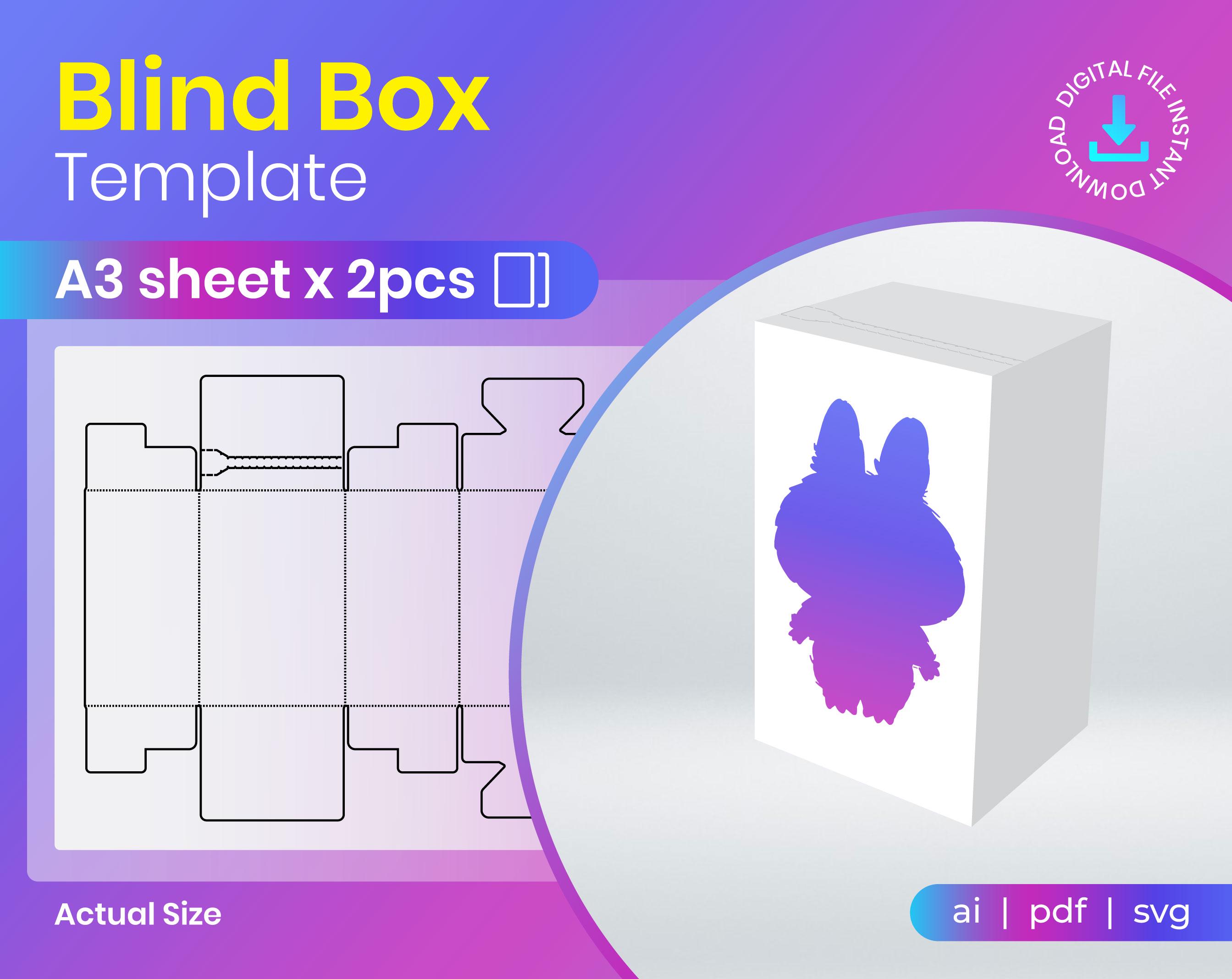Blind Box Template, Gift Box SVG, Ai, PDF, A3 sheet, Printable