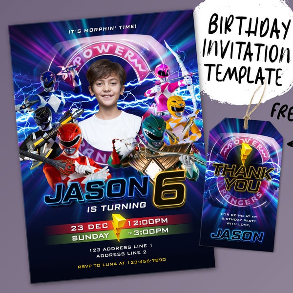 Printable Birthday Invitation, Digital Birthday Invitation, Editable Digital Invitation, Kids Birthday Invitation, Birthday Supplier Power
