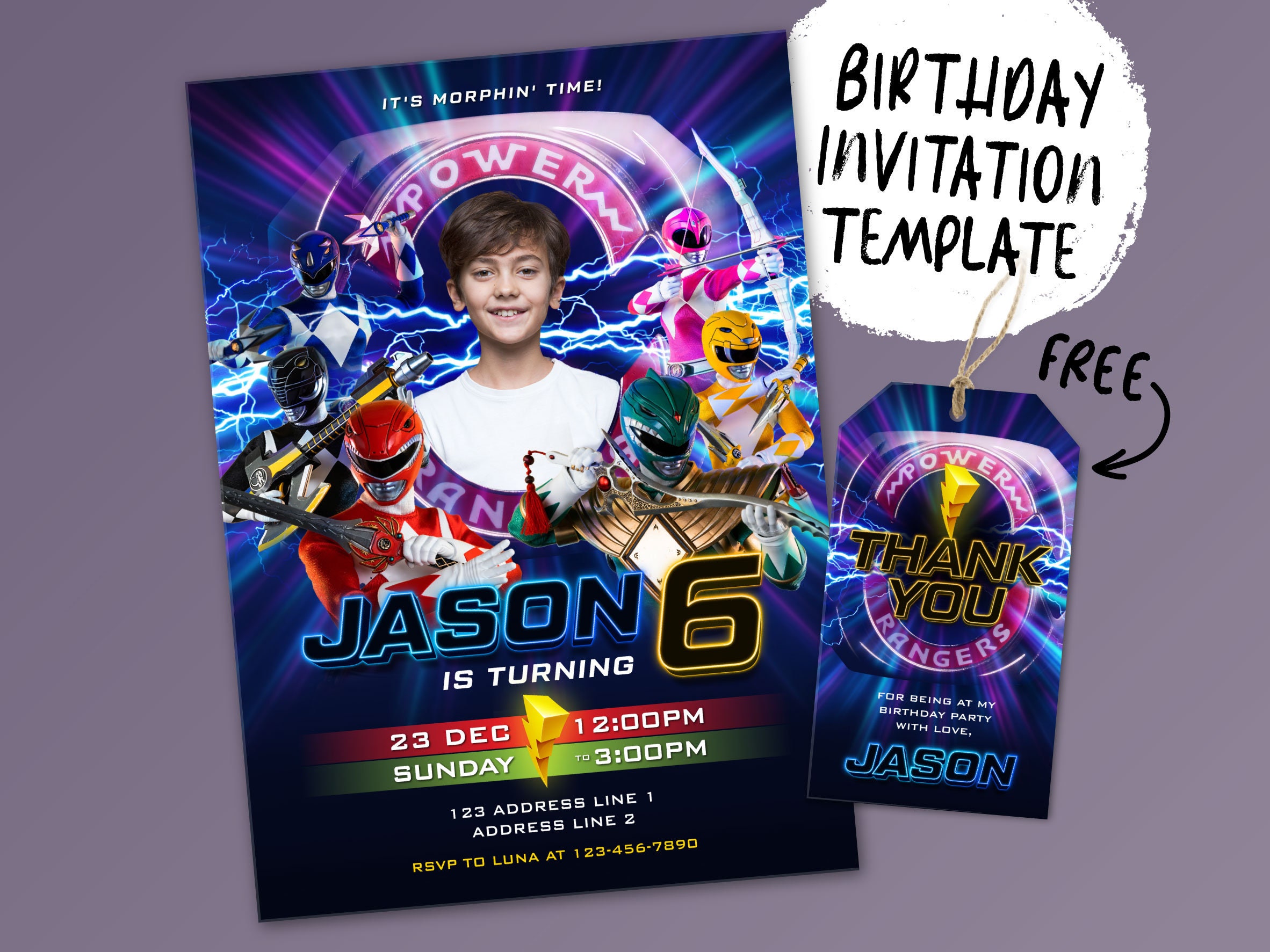 Printable Birthday Invitation, Digital Birthday Invitation, Editable Digital Invitation, Kids Birthday Invitation, Birthday Supplier Power