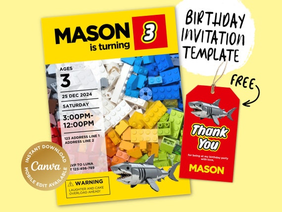 Printable Birthday Invitation, Digital Birthday Invitation, Editable Digital Invitation, Kids Birthday Invitation