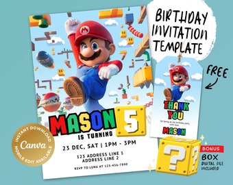 Printable Birthday Invitation, Digital Birthday Invitation, Editable Digital Invitation, Kids Birthday Invitation, kart