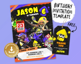 Zaproszenie urodzinowe do druku, cyfrowe zaproszenie urodzinowe, edytowalne zaproszenie cyfrowe, zaproszenie urodzinowe dla dzieci