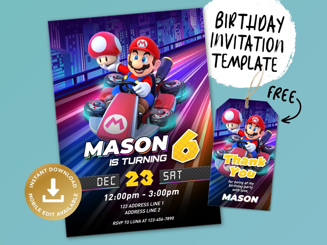 Printable Birthday Invitation, Digital Birthday Invitation, Editable ...