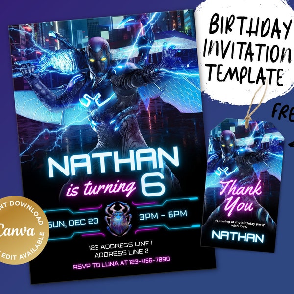 Invitation d'anniversaire imprimable, Invitation d'anniversaire numérique, Invitation numérique modifiable, Invitation d'anniversaire d'enfants, Fournisseur d'anniversaire