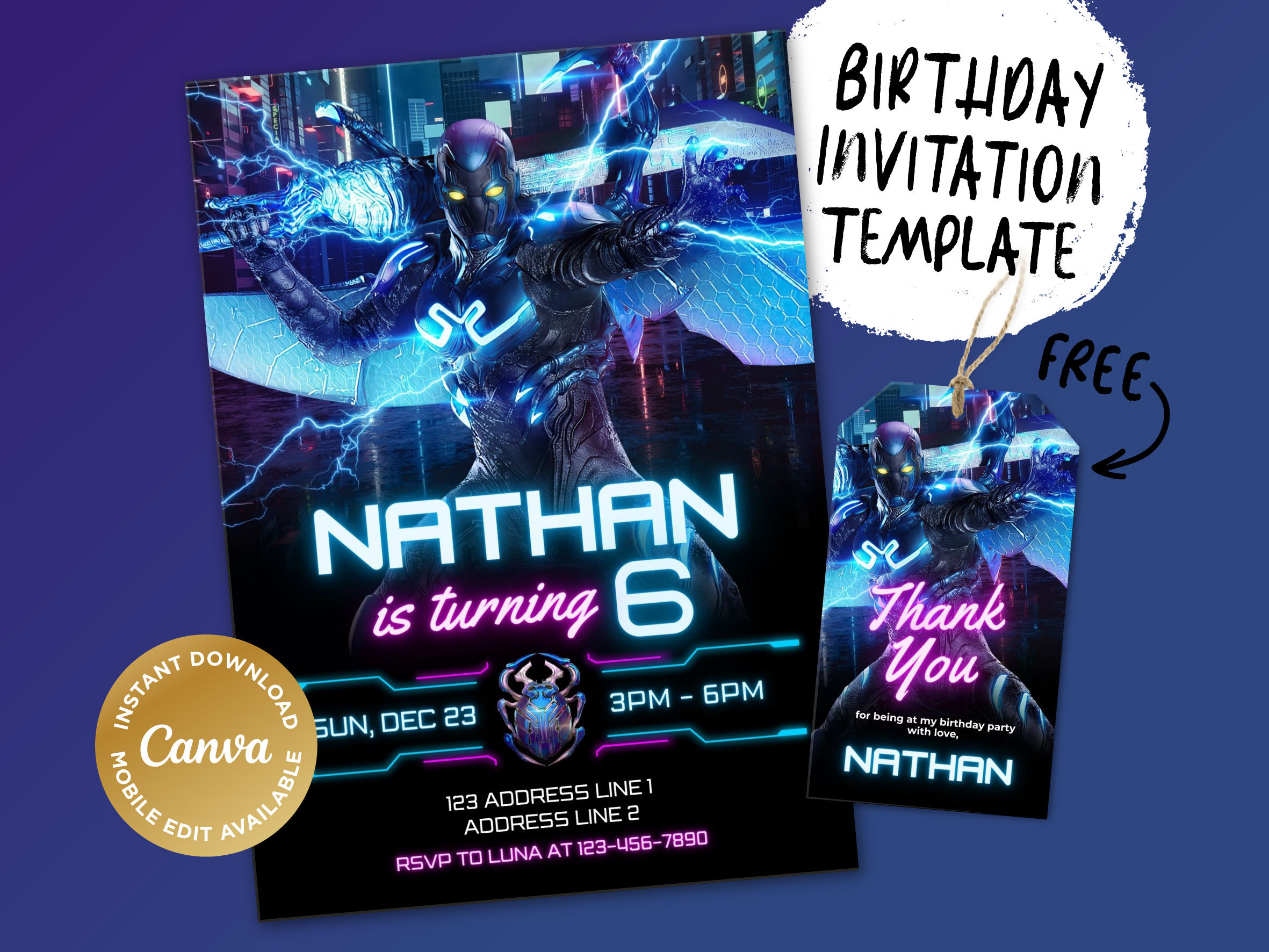 Printable Birthday Invitation, Digital Birthday Invitation, Editable Digital Invitation, Kids Birthday Invitation, Birthday Supplier