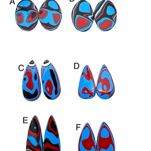 Fordite cabochon pairs (detroit agate) oval and teardrop shaped  (select one pair)