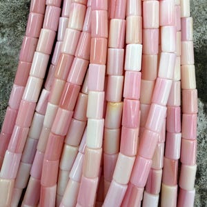 Pink queen conch shell 3x5mm tube beads, 16 inch strand