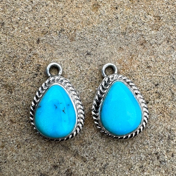 Sterling silver and turquoise charm/earring pair 12x18mm
