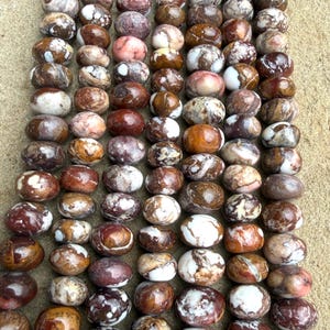 Aaa+ rare arizona wild horse handcut big 11-12mm rondelle beads, 9 inch strand/26-27 beads