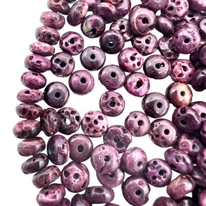 Rare purple spiny oyster 5mm rondel beads, (package of 18 beads)