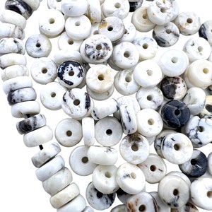 Rare high quality white buffalo 5mm button beads, (package of 15 beads)