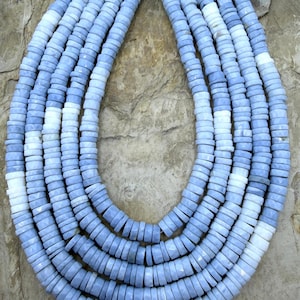 Blue owyhee opal 6-7mm faceted heishi beads, 16 inch strand