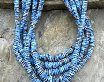 Raro aaa + golden hills turquesa (Cazaquistão) graduado contas heishi irregulares 4-9 mm, fio de 16 polegadas