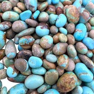 Rare number 8 turquoise 8-12mm tumbled nuggets, undrilled (pkg of 28 grams)